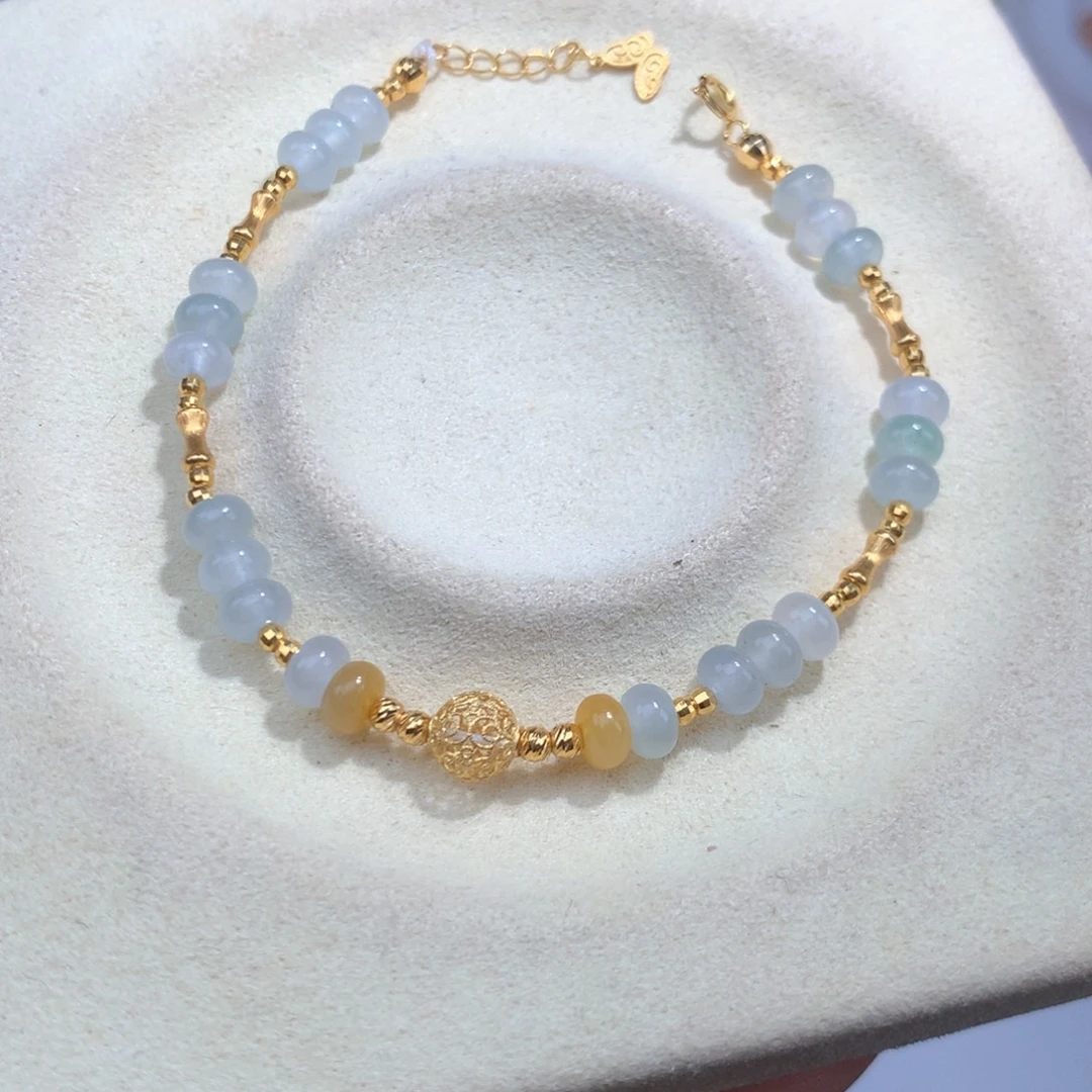 翡翠18K金镶嵌项链手链