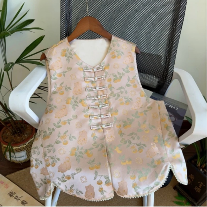 【猫咪日记】2025年柿柿如意春款国风马夹高级感缎面坎肩休闲百搭