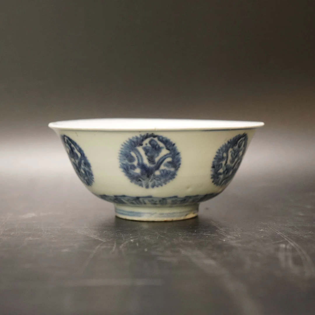 Lot.25082044明正德青花团花纹碗 高：约6.6cm直径：约15.8cm