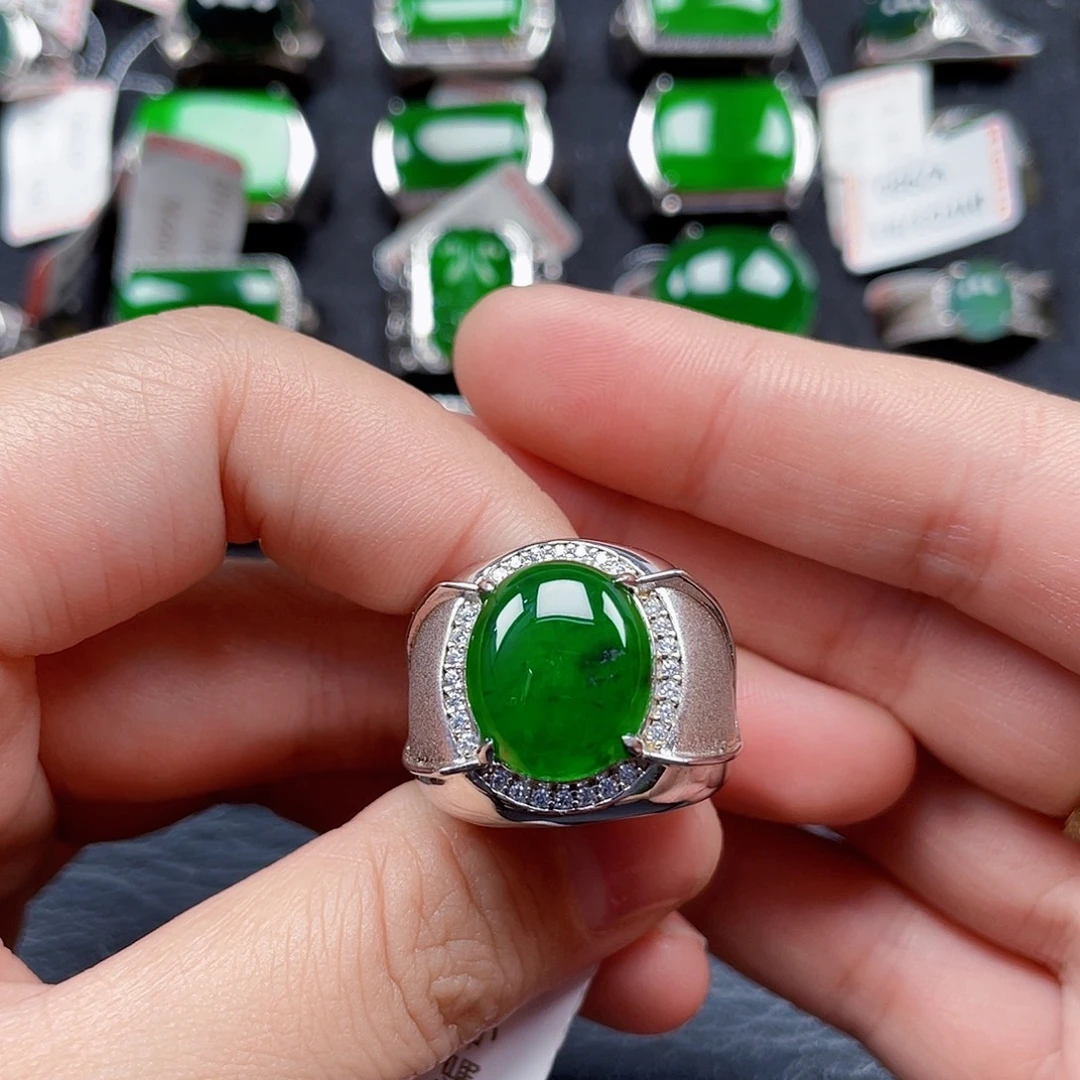 翡翠银S925镶嵌戒指没有运费险1808