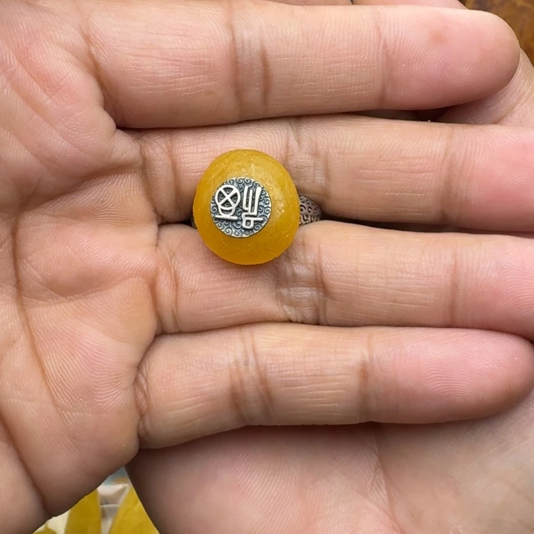 银S925镶嵌蜜蜡珠宝奇石天然蜜蜡戒指