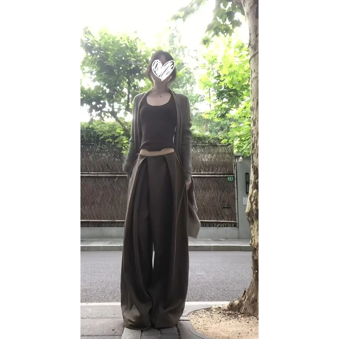 慵懒风松弛感吊带上衣休闲裤三件套装气质一整套穿搭2025夏季新款