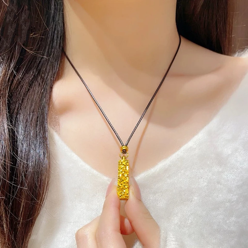 铜合金吊坠 碎冰冰印章黄金吊坠四方来财小方砖送女友礼物