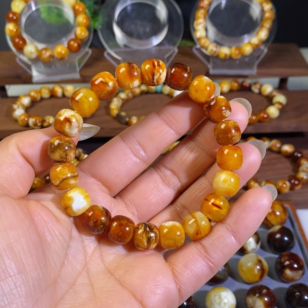 蜜蜡未镶嵌裸石天然沁色蜜蜡老型手串11➕mm