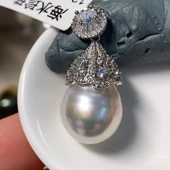 海水珍珠银S925镶嵌颈饰13.02