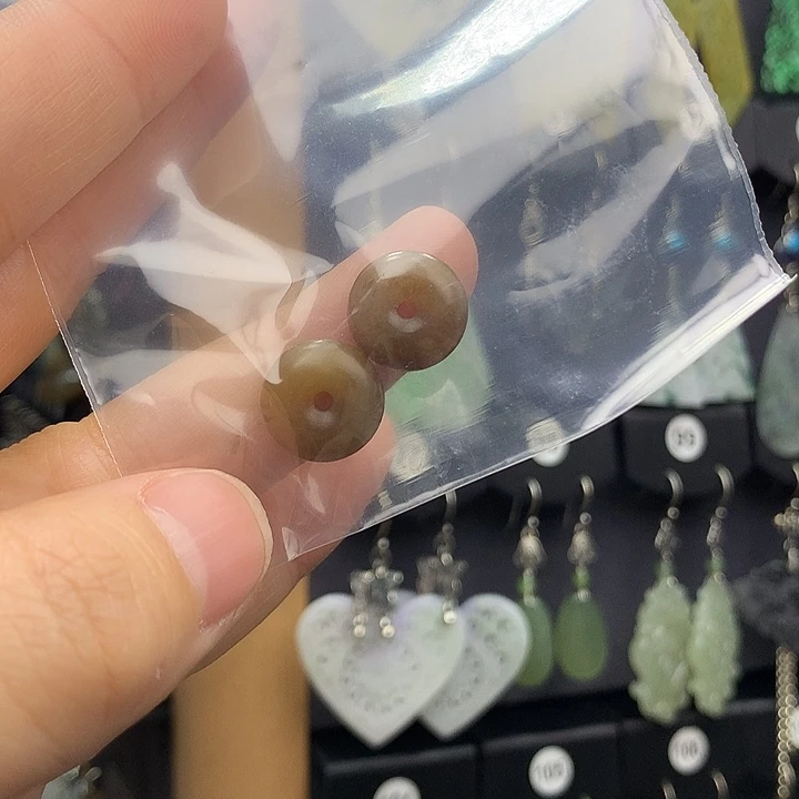 和田玉耳饰银S925镶嵌聚*阁