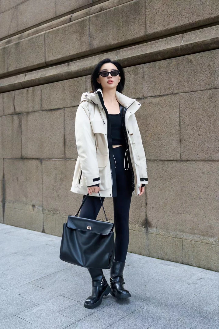 【冬姐专属】男女同款中长款高级感小个子时尚加厚连帽外套羽绒服