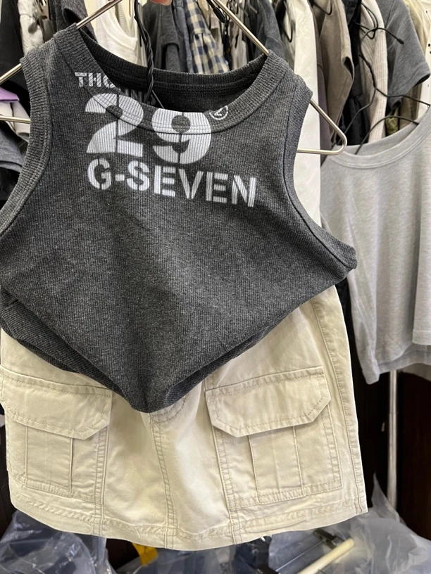 2025夏款 女童字母背心 工装裙带底裤110-150