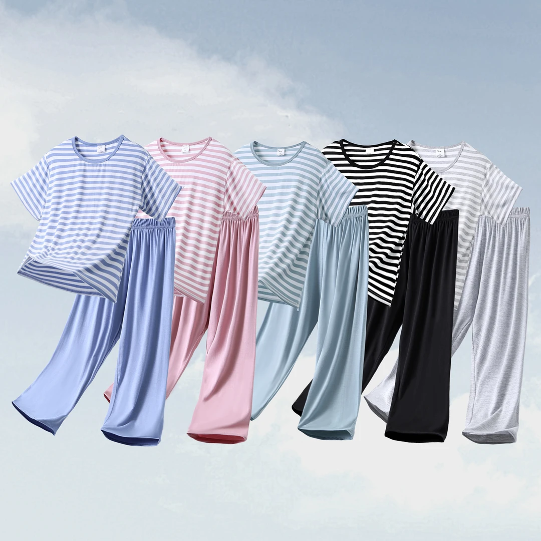 夏季莫代尔儿童套装男童家居服睡衣短袖长裤薄款冰丝空调服夏装潮