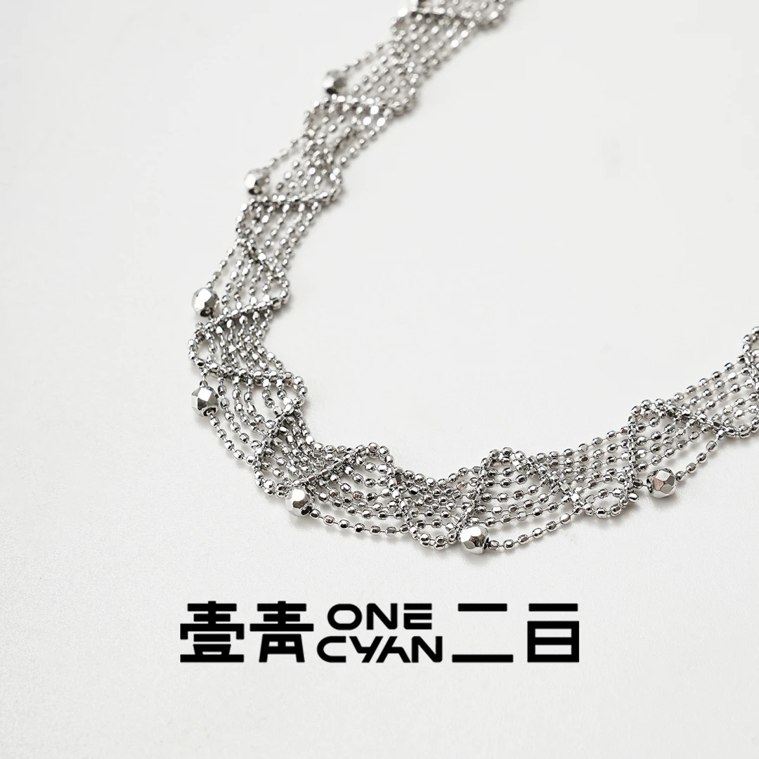 ONECYAN 坠链均925银 《星籁》纯银意大利手工蕾丝编织爆闪星河项链