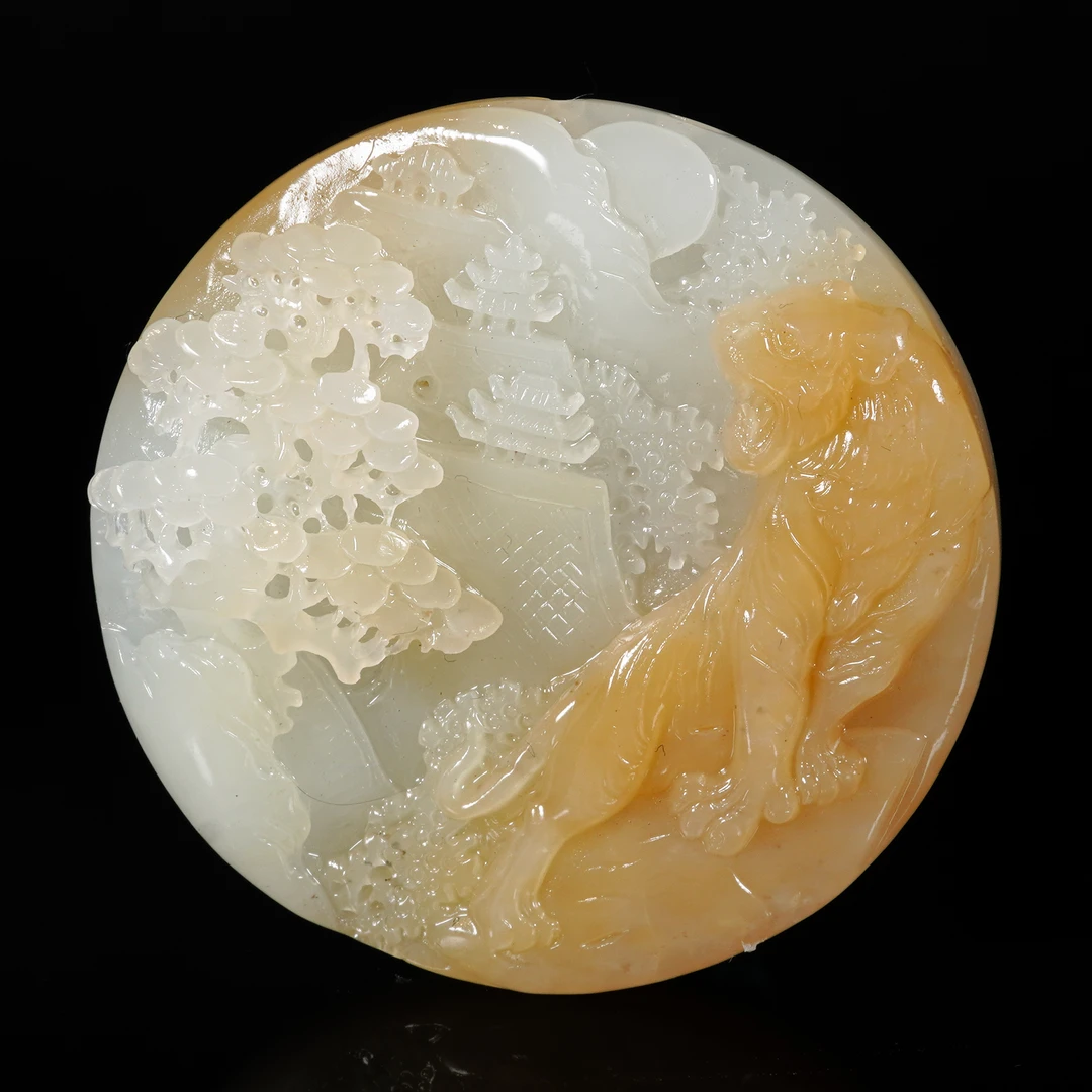 LOT.030和田玉虎啸山林牌/X2428