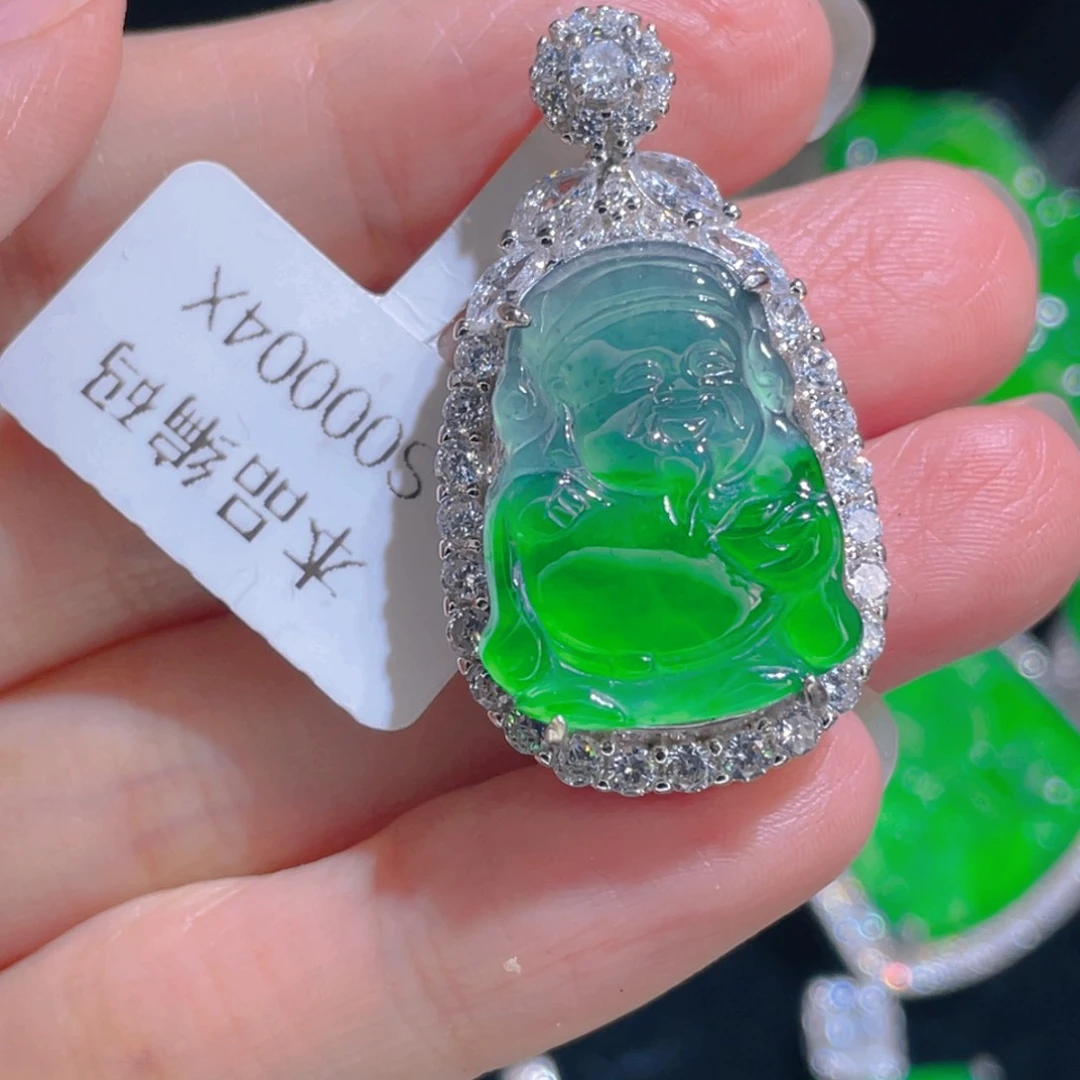 翡翠吊坠(不含链)银S925镶嵌