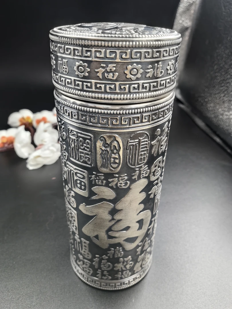 足银银制品 足银银饰品 錾刻 百福杯高档水杯便携办公室茶杯