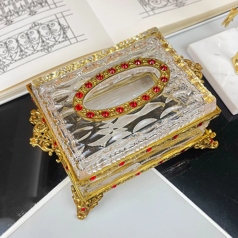 纸巾轻奢复古客厅抽纸盒欧式美式酒店时尚家用创意餐厅方形纸抽盒