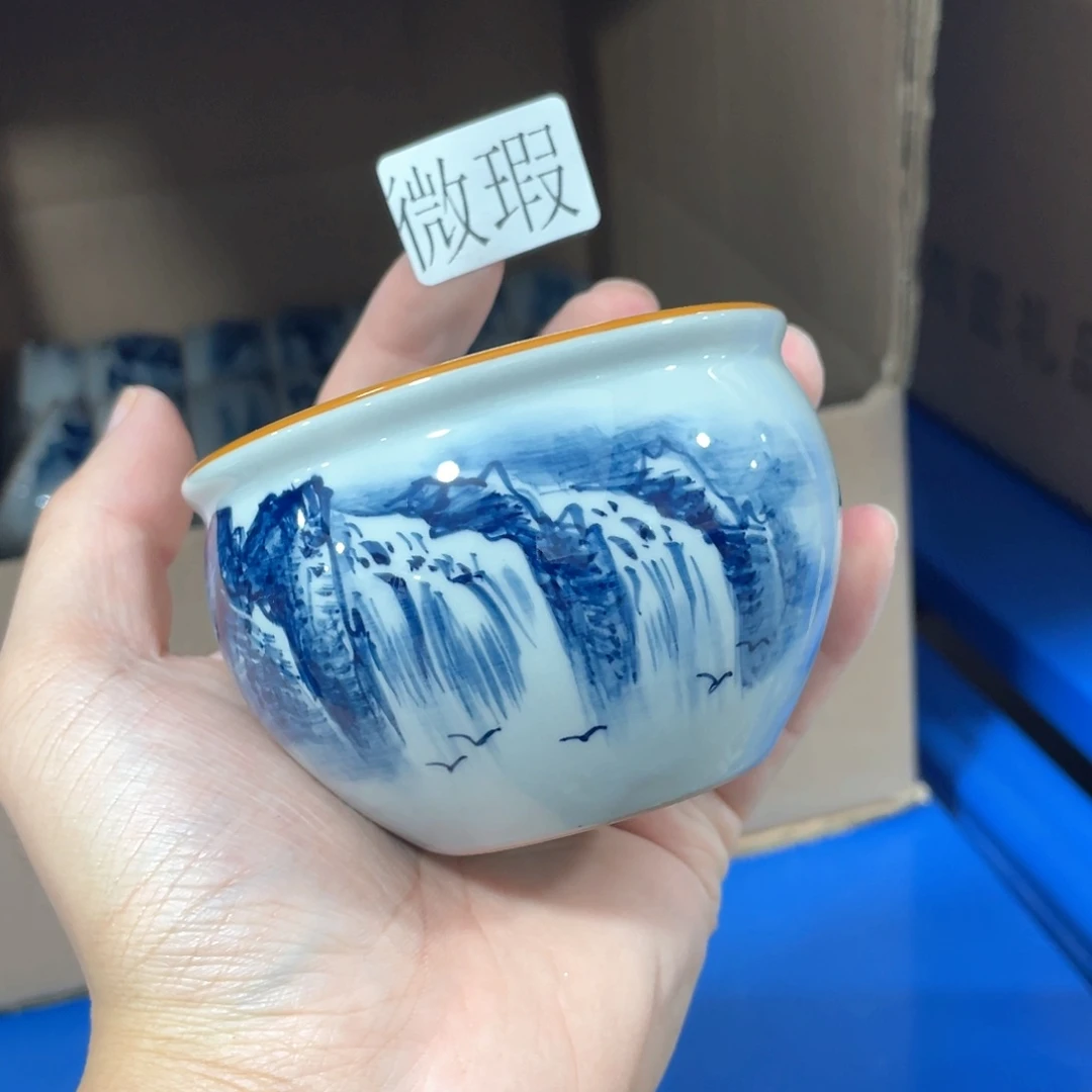 釉下手绘茶具微瑕