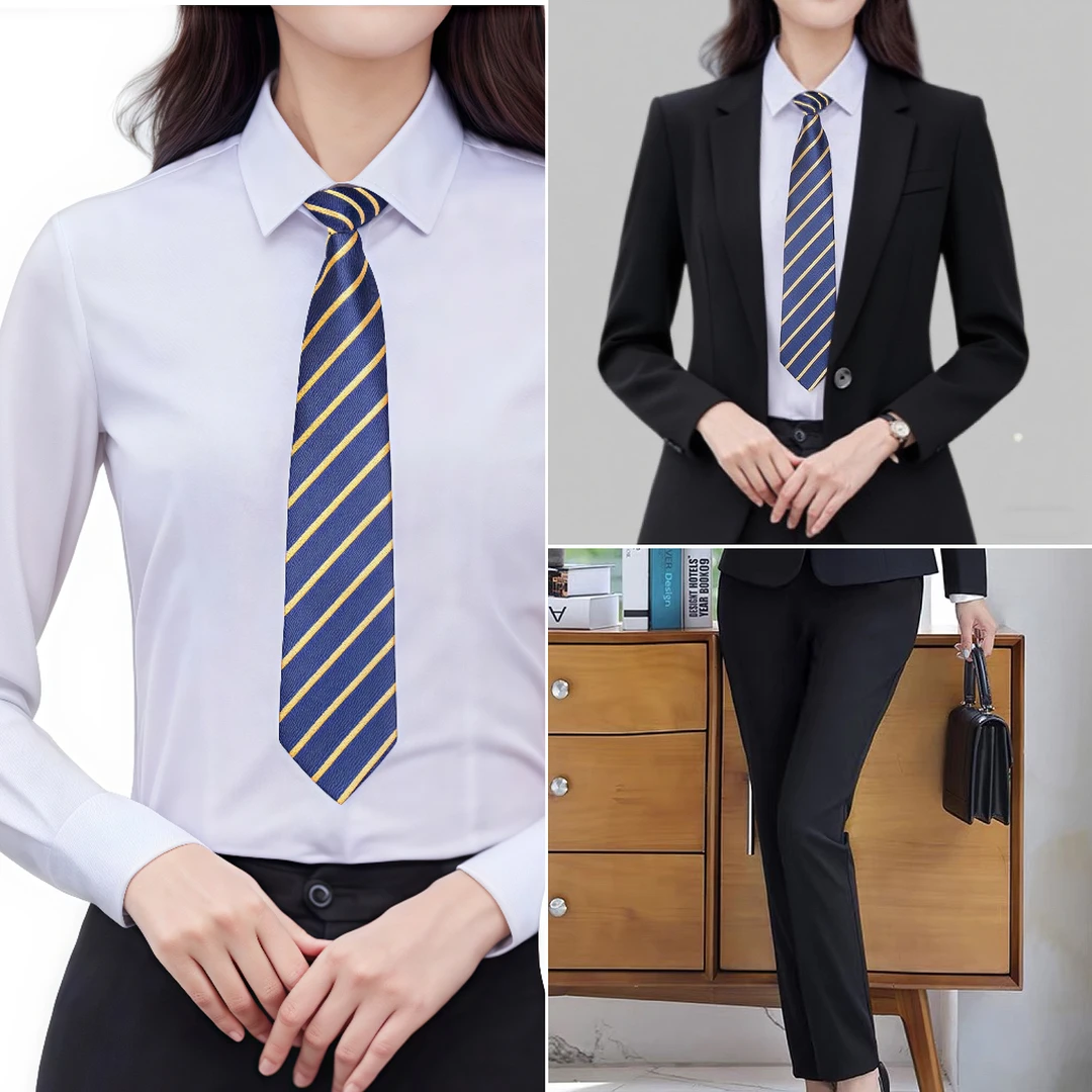 滴滴专车女司机服装女士白长袖衬衫黑色垂感抗皱西裤黑色免烫西服