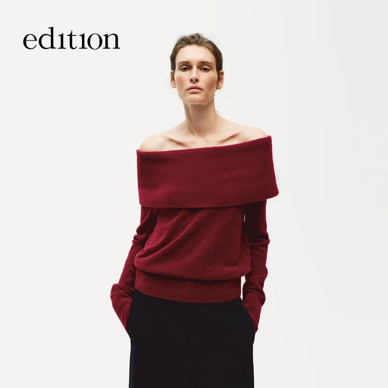 【商场同款】edition2025冬季新款绵羊毛一字肩毛衣#EBE4SWT048