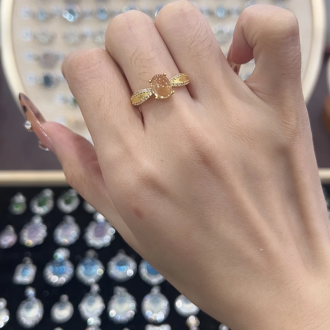 蛇纹石玉银S925镀金镶嵌饰品