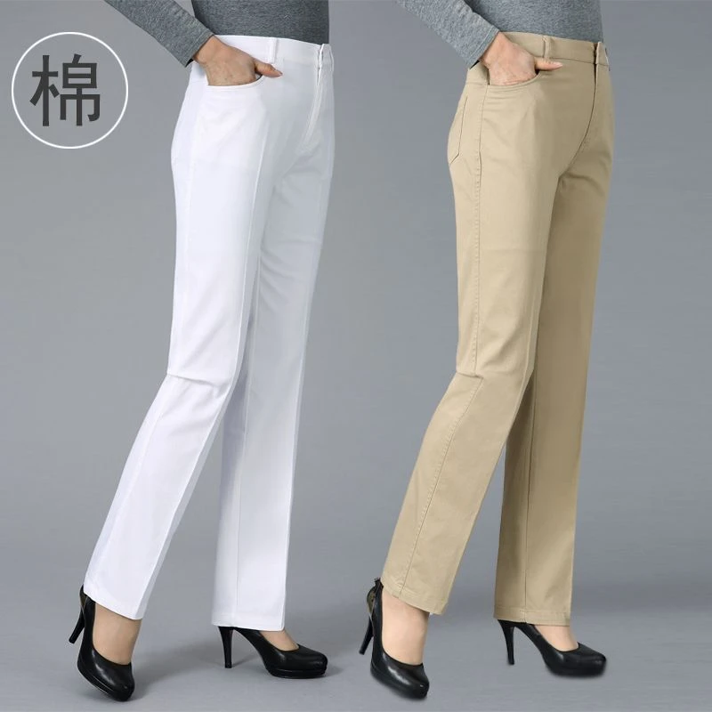 中年妈妈牛仔裤子女士高腰显瘦休闲裤宽松弹力冬季加绒大码直筒裤