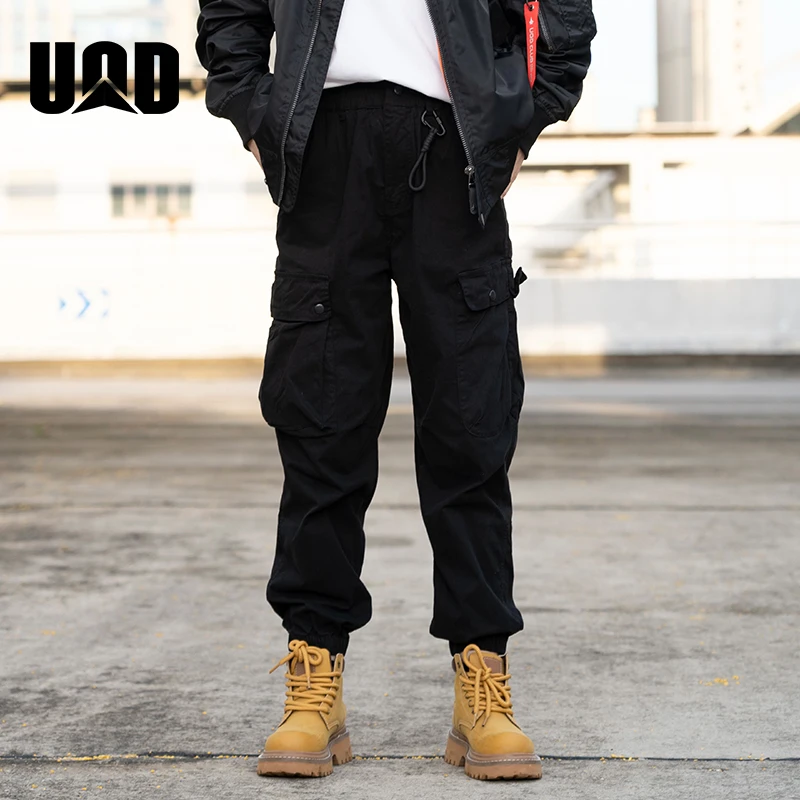 UOD休闲裤男士宽松纯棉秋季大码工装裤多口袋情侣款百搭束脚长裤