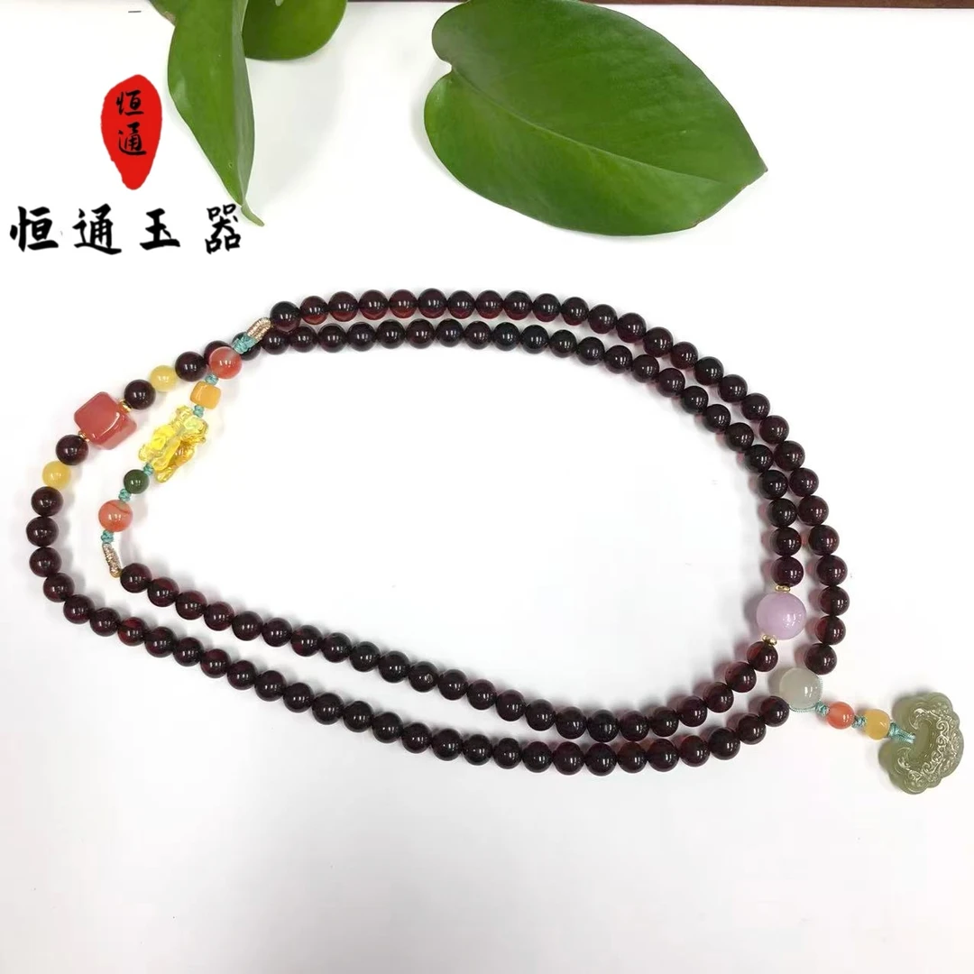 血珀加小熊项链多样性发一规格约6mm-1-306