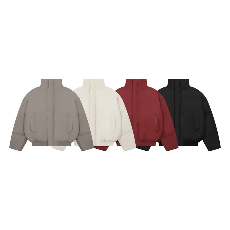 冬季新款韩版纯色棉袄男复古宽松立领棉服保暖面包服外套