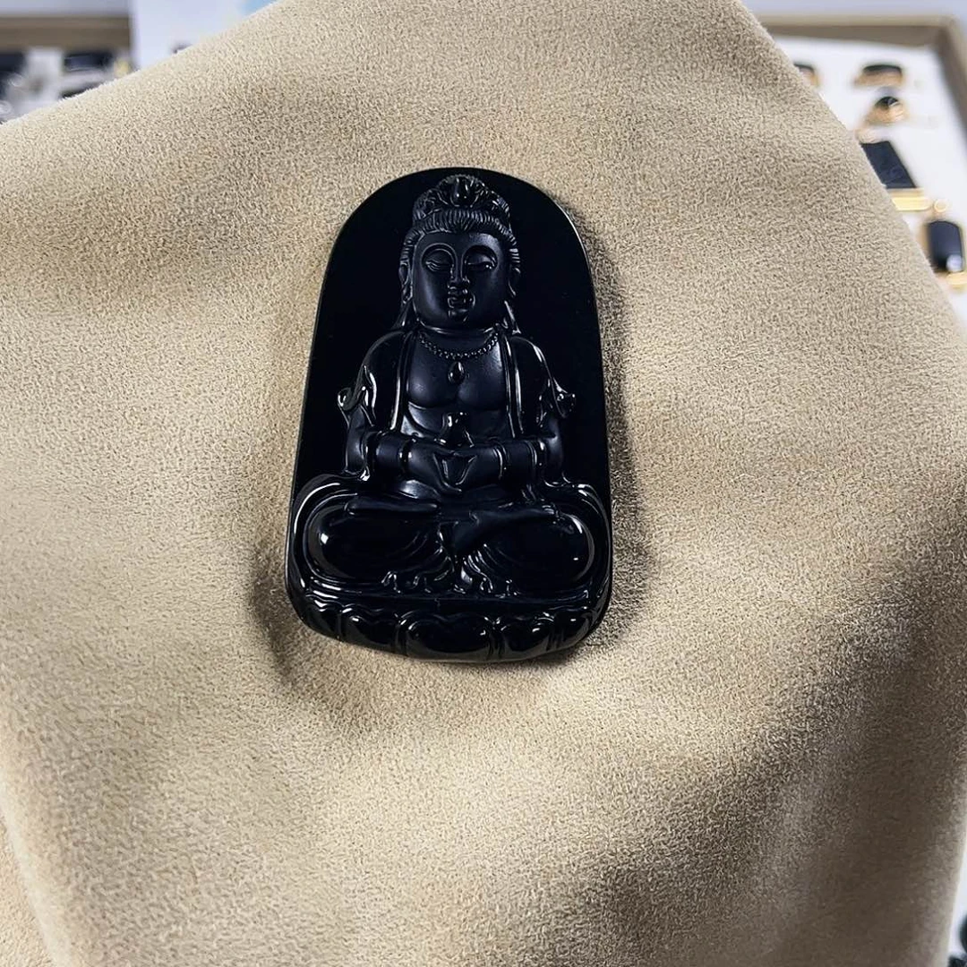 翡翠未镶嵌颈饰墨翠正装观音