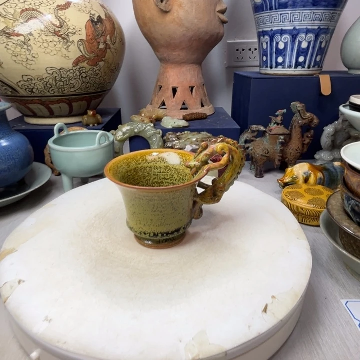金***虎摆件茶叶末赤龙杯摆件1