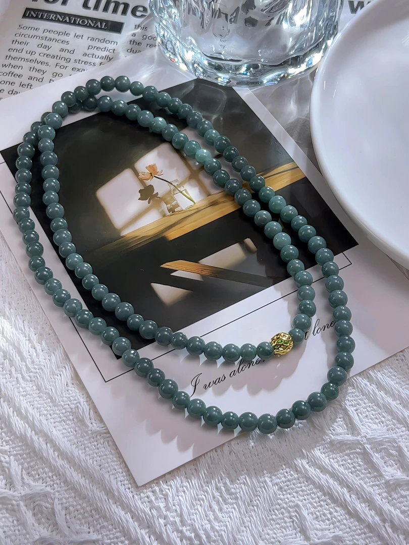 翡翠A货蓝水冰润天空蓝毛衣链妈妈链卡5m多样性发一件