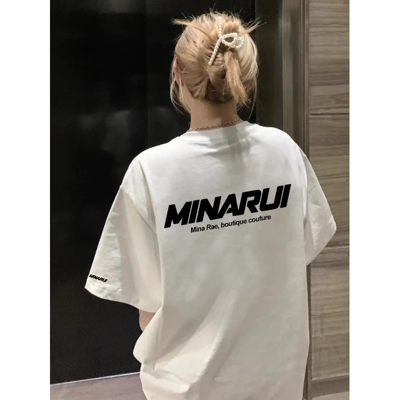 纯棉短袖t恤男女夏季宽松美式复古正肩情侣装潮牌半袖圆领上衣