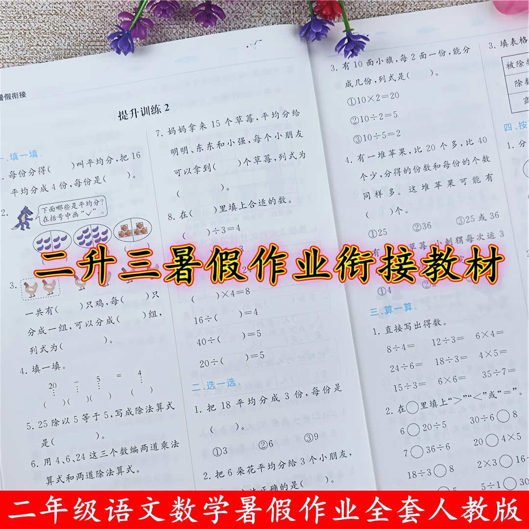 二升三年级暑假作业衔接教材人教版二年级语文和数学暑假作业全套