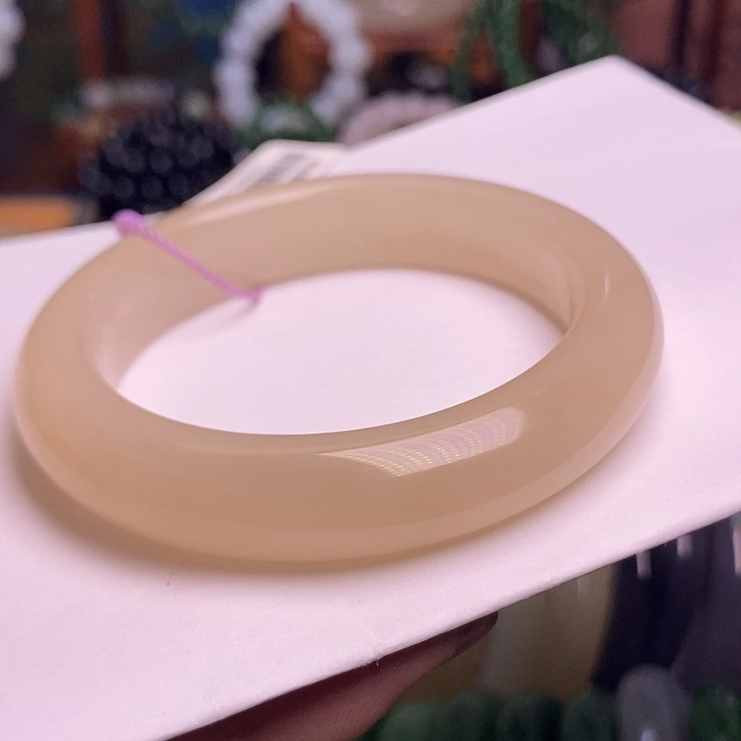 和田玉未镶嵌颈饰浓藕粉老熟料老矿料正圈手镯55