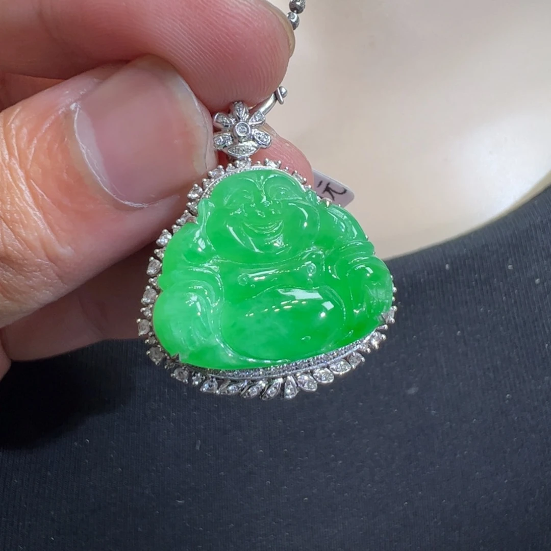 翡翠18K金镶嵌吊坠(不含链)