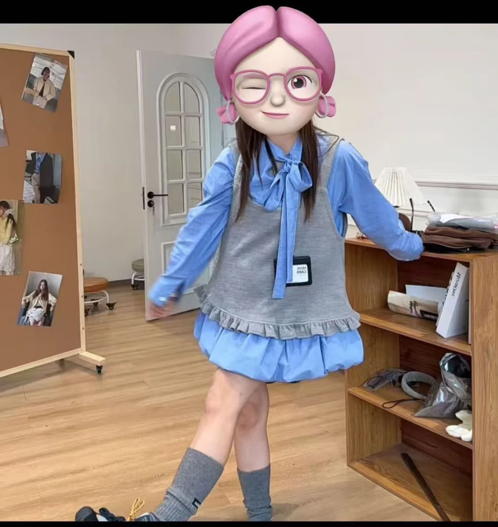 格子蝴蝶结系带衬衫裙女款显瘦花苞裙秋季时尚穿搭