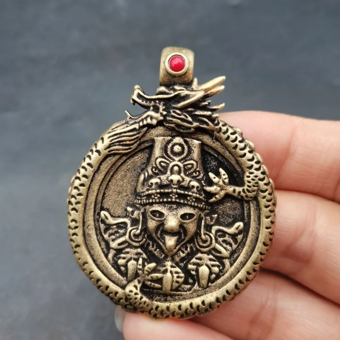 铜合金吊坠 尼泊尔藏传民族风包浆利马铜财神扎吉拉姆吊坠挂件