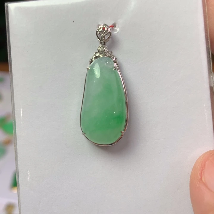 翡翠18K金镶嵌吊坠(不含链)翡翠