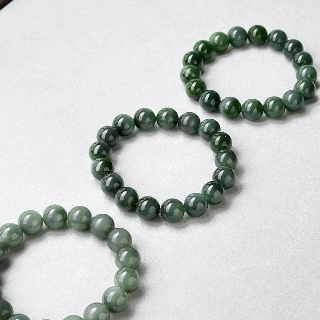 约12mm和田玉鸭蛋青瓷蓝手串多样性发一