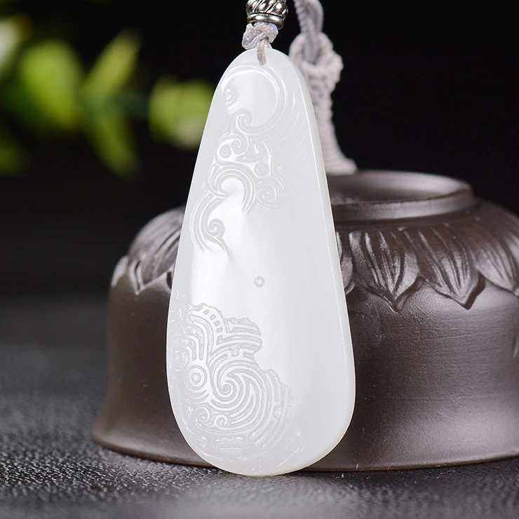 缘【古龙凤】宋瑶作品新疆和田羊脂白玉籽料男女款吊坠牌