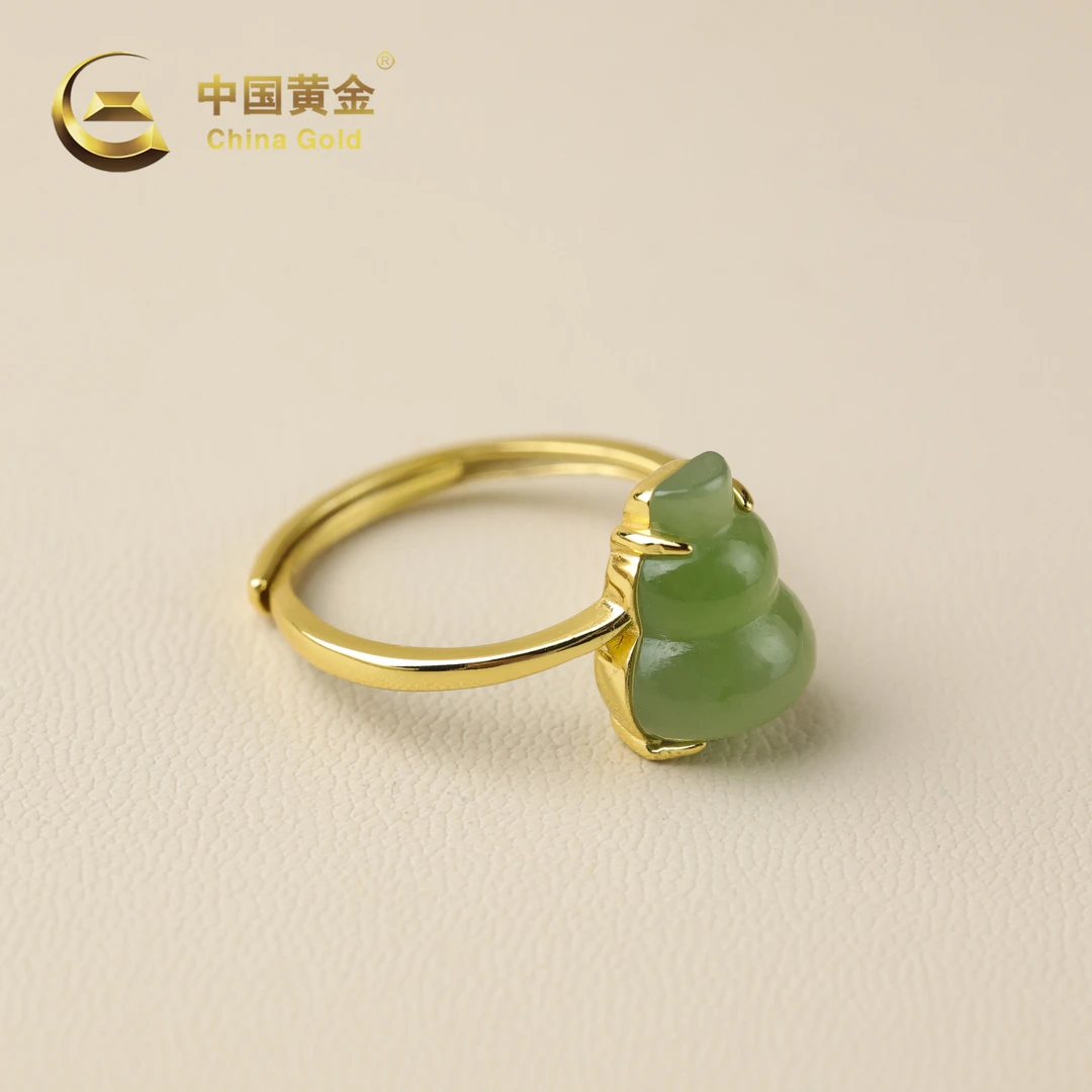 【中国黄金】群福 | 和田玉*戒指*S925银镶嵌-J1580-Y