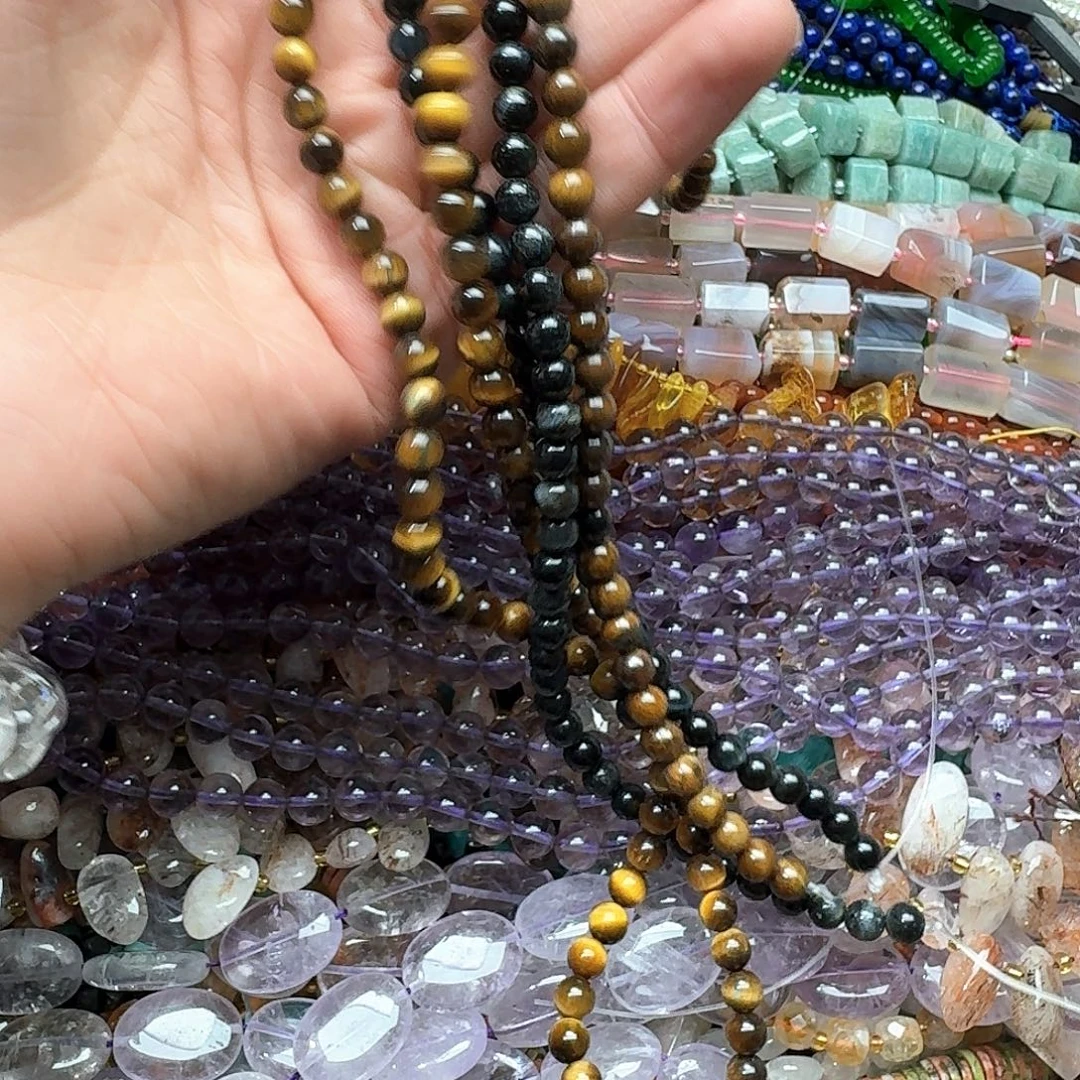 玛瑙/玉髓合金珠宝半成品2条6mm虎眼