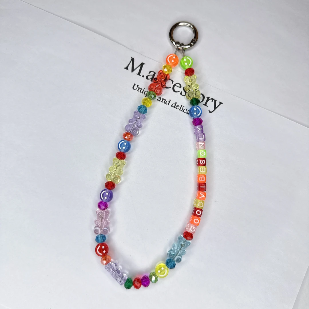 Mi33 彩色小熊笑脸手机链钥匙链挂件 G99061031