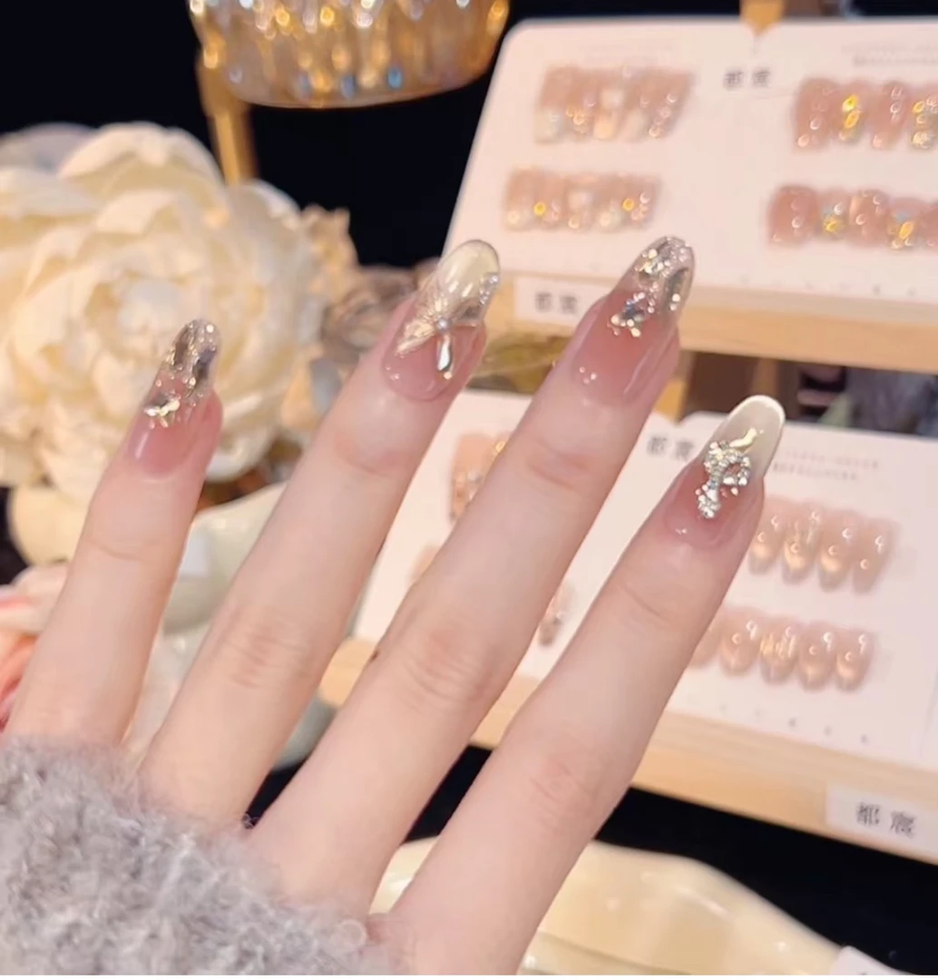 【福蝶效应ZXX】手工定制穿戴甲秋冬气质显白爆闪美甲光了甲10AA