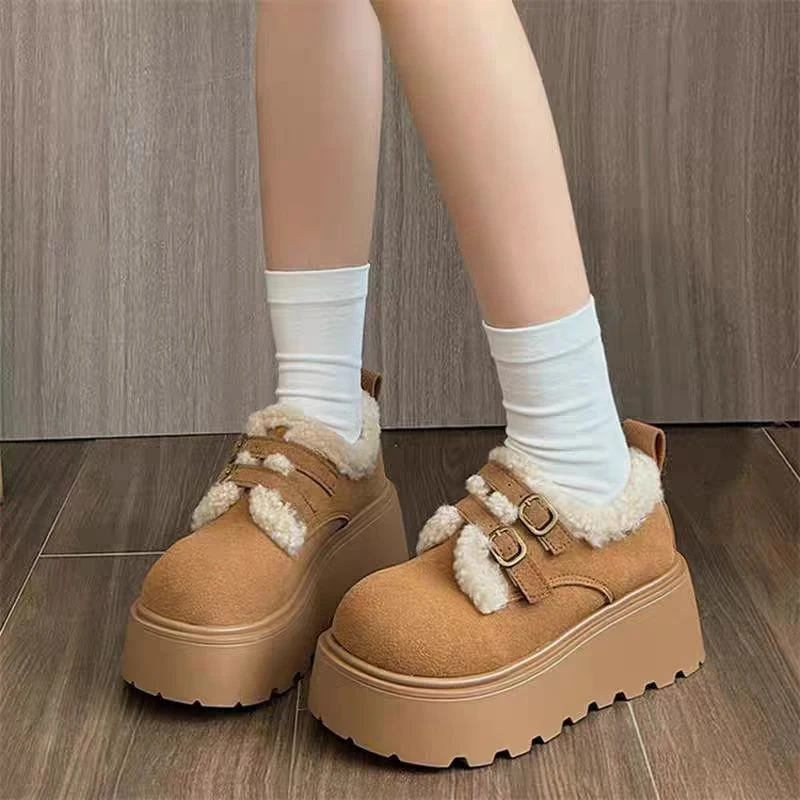 松糕厚底增高勃肯女鞋雪地靴2025新款冬季加绒保暖毛毛鞋博肯棉鞋