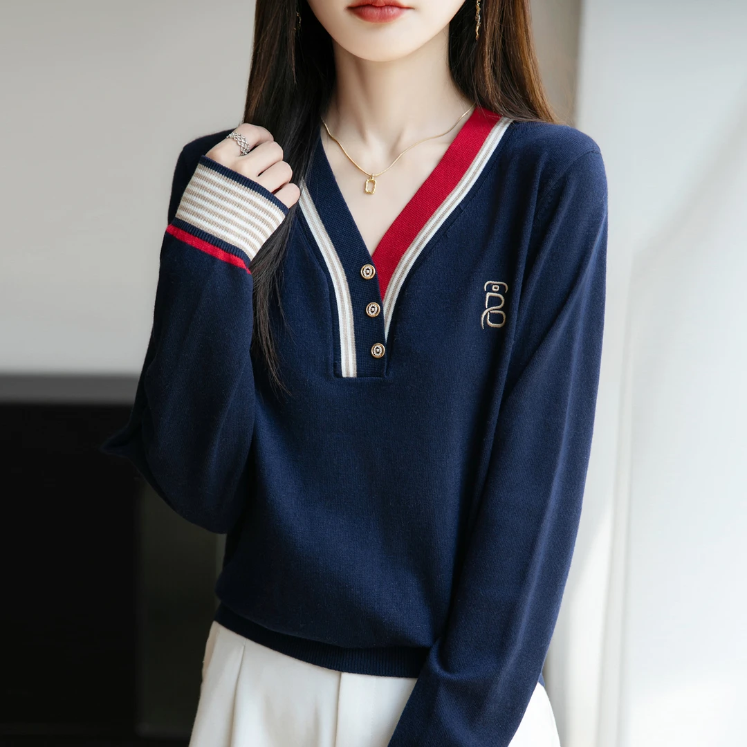 微胖mm春秋大码女士v领毛衣遮肚子巨显瘦气质上衣内搭针织打底衫