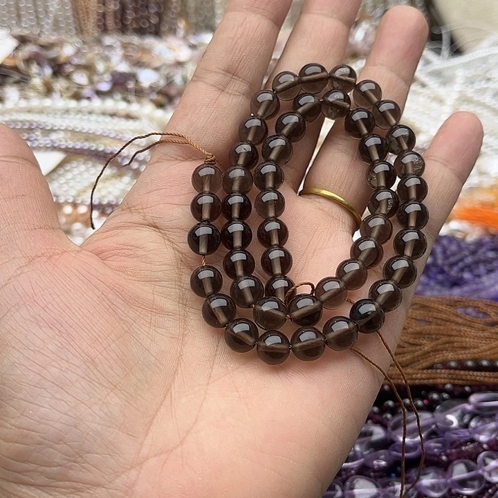 玛瑙/玉髓未镶嵌珠宝半成品一条8mm左右茶晶