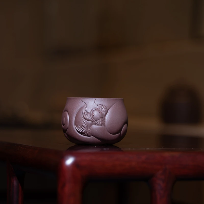 石丁 鱼化龙杯 主人杯  原矿紫泥  容量100CC