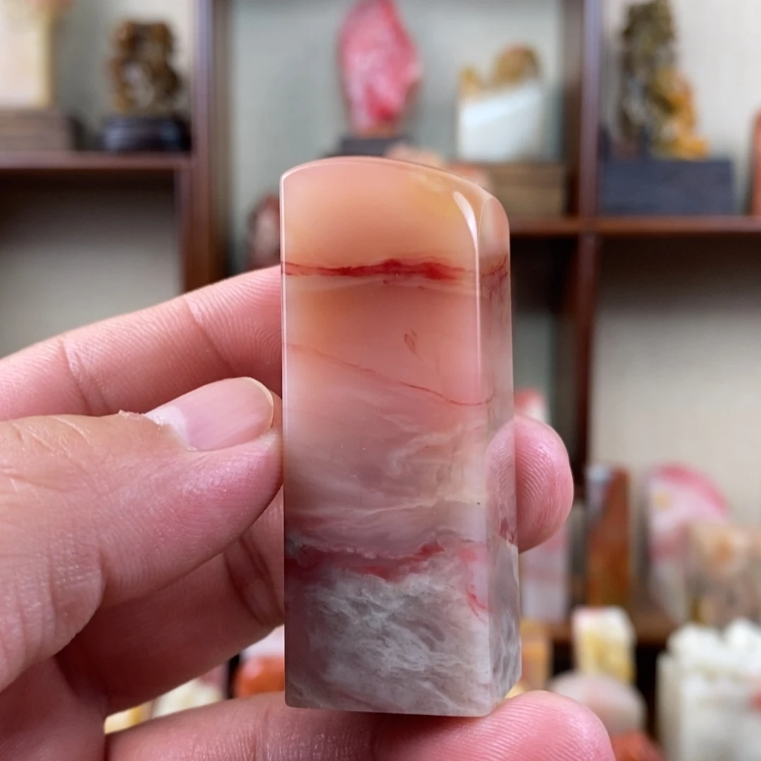 巴林石印石巴林鸡血石素章