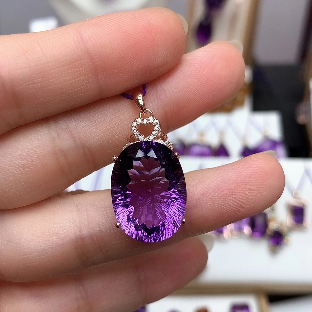 稳***静吊坠(赠链)银S925镶嵌紫晶L