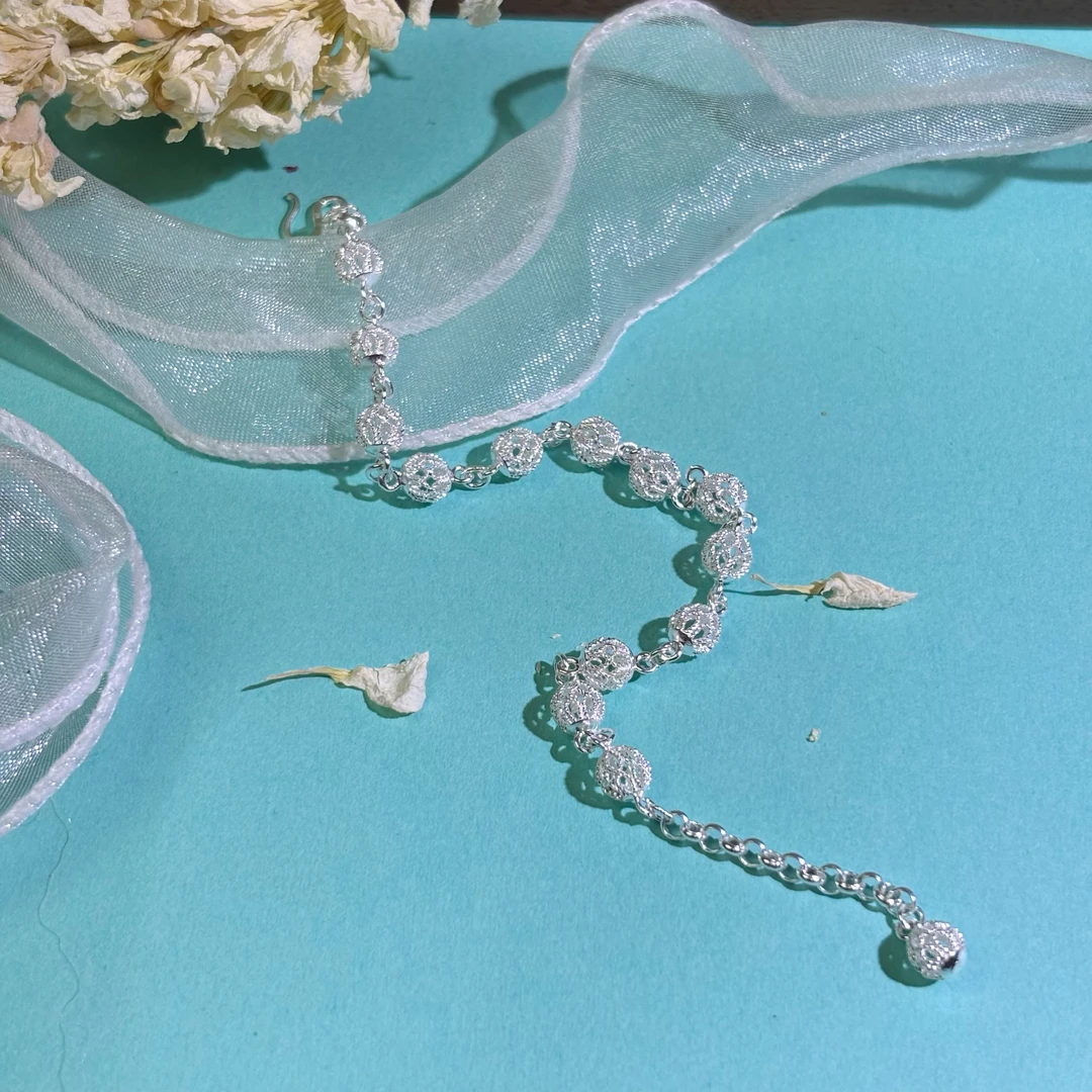 足银手链 【花丝绣球】足银990花丝绣球手链精美时尚百搭