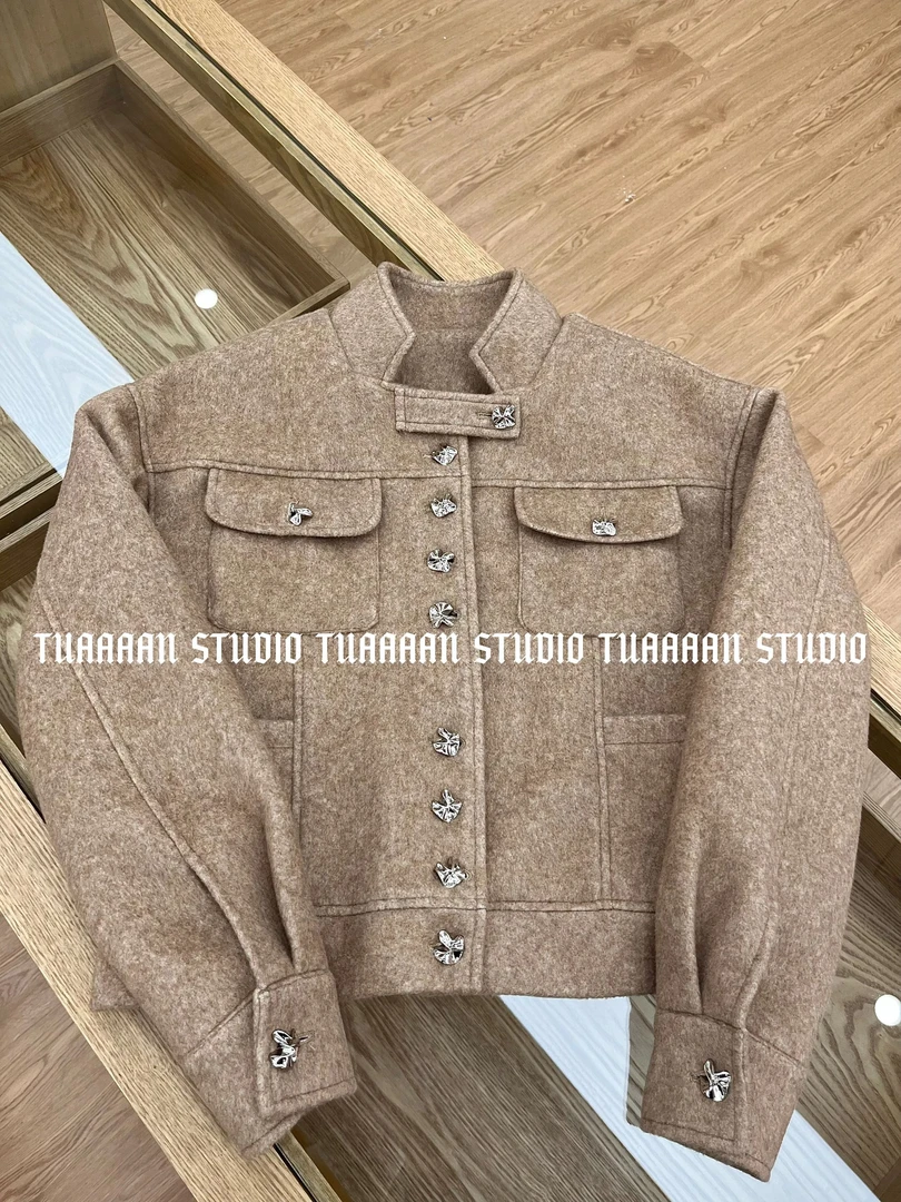 TUAAAAN"老钱名家"秋冬毛呢短款加厚立领夹克外套#TT8186